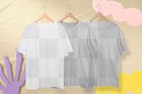 Oversized t-shirt png mockup, casual unisex apparel design set