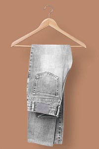 Jeans label png mockup, casual apparel in realistic design