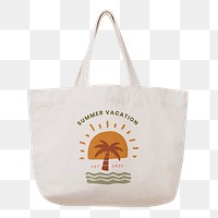 Reusable shopping bag png, printed summer graphic