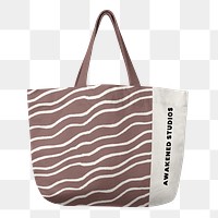 Canvas tote bag png transparent, printed striped pattern, realistic design