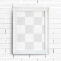 Frame mockup png, white brick wall