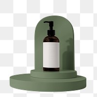 Cosmetic pump bottle png, green product podium