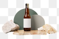 Beer bottle png, marble product podium
