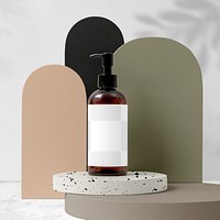 Label mockup png transparent, bottle bottle, skincare product packaging design