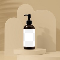 Beauty bottle mockup png, transparent label design, skincare product packaging