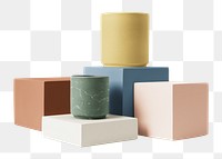 Japanese tea cup png, pastel product podiums