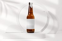 Beer bottle png mockup, alcoholic drink packaging