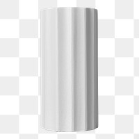 Gray cylinder png, geometric shape sticker, isolated object design