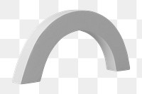 Gray arch png, geometric shape sticker, isolated object design