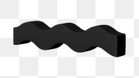 Black wavy png, geometric shape sticker, isolated object design