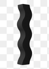 Black wavy png, geometric shape sticker, isolated object design