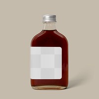 Glass bottle mockup png, transparent label design, cold brew coffee product packaging