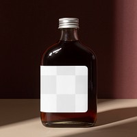 Glass bottle mockup png, transparent label design, cold brew coffee product packaging