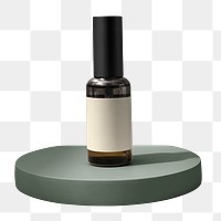 Cosmetic bottle png, green product podium, isolated object design