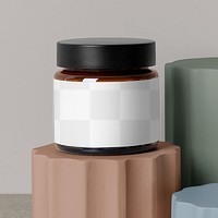 Jar mockup png, transparent label design, beauty product packaging