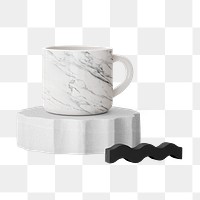 Marble mug png, white product podium, isolated object design