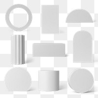 Geometric shape png, gray isolated object design set