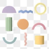 Geometric shape png, pastel isolated object design set