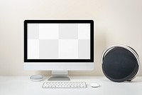 Computer screen png mockup, transparent digital device aesthetic workstation