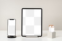 Tablet screen png mockup, transparent digital device, business identity