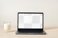 Laptop screen png mockup, transparent digital device, aesthetic workspace