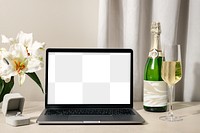 Laptop screen png mockup, transparent digital device, aesthetic workspace