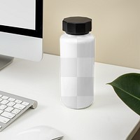 Thermal bottle png mockup, realistic product, transparent design