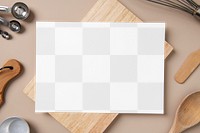 Certificate paper png mockup transparent in a baking studio