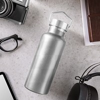 Water bottle png mockup, transparent fitness essentials