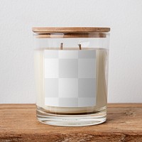 Candle jar label png mockup, spa product