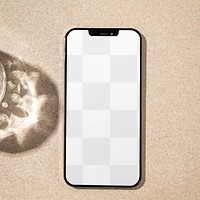 Phone screen mockup png, aesthetic flat lay design