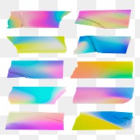 Gradient tape tape png, journal sticker, collage element set