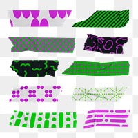 Neon tape png, journal sticker, collage element set