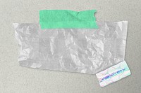 Crumpled paper png mockup with tape, transparent background