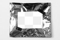 Shipping label mockup png transparent, silver mailer bag