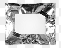 Silver mailer bag png, blank white label, shipping product packaging