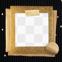 Sticky note png mockup, gold design, transparent design