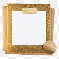 Aesthetic gold png remainder note frame sticker, transparent background