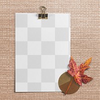 Brown paper png mockup, botanical design, transparent background