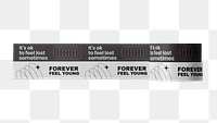 Tape rolls png, black and white journal sticker, collage element, transparent background