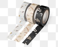 Tape rolls png, floral journal sticker, collage element, transparent background