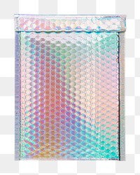 Iridescent bubble mailer png, shipping packaging design, transparent background