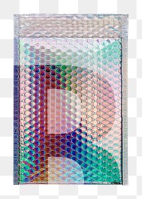 Iridescent bubble mailer png, shipping packaging design, transparent background