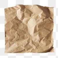 Beige crumpled paper png sticker, transparent background