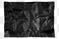 Black scrunched paper png sticker, transparent background