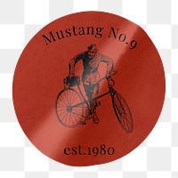 Vintage sticker png, round red shape, isolated object design