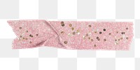 Pink tape png, glitter journal sticker, collage element