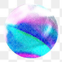 Holographic sticker png, blank round shape, isolated object design