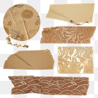 Aesthetic brown tape png, journal sticker, collage element set