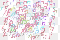 Colorful glitter musical note png beam bokeh sequin confetti on transparent background